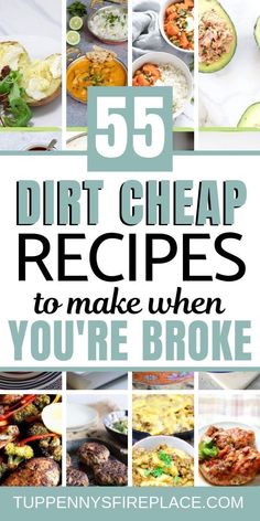 the cover of 55 dirt cheap recipes to make when you're broke