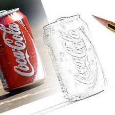 pencils and an image of a can of coca - cola