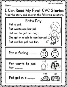 worksheet for reading the first cvc stories with pictures and words on it