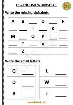 worksheet for the english alphabet with pictures and words to help students learn how to write