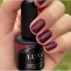 Luxio Savour – Erica's ATA Fall Nails Cranberry, Russian Gel Manicure, Toenails Colors, Shellac On Natural Nails, Cranberry Nails, Deep Red Nails, Nails Gel Polish, Russian Manicure, Red Gel Nails