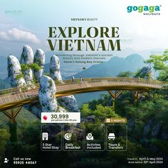 an advertisement for the vietnam's largest tourist attraction, explore vietnam on a bridge