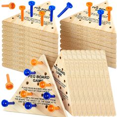 PRICES MAY VARY. Triangle Peg Board Game Kit: there are 24 wood triangle peg game sets in the package, each set includes 14 plastic pegs in yellow and blue, and 1 wooden triangular game board, which can provide you with hours of fun Portable and Lightweight: this peg game triangle set is lightweight with proper size, each wooden triangle board is approx. 11 x 11 x 1 cm/ 4.3 x 4.3 x 0.4 inches, which can be easily put into your backpacks; These triangle peg game sets can be applied as small games Triangle Peg Game, Triangle Puzzle, Triangle Game, Peg Game, Summer Reading Ideas, Plastic Nails, Wood Triangle, Teens Toys, Wooden Board Games