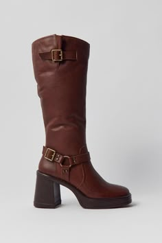 Steve Madden Francine Moto Boot Brown Heeled Boots, Madden Boots, Steve Madden Boots, Trendy Boots, Fresh Shoes, Fancy Shoes, Aesthetic Shoes, Motorcycle Boots, Fall Shoes