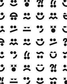 different types of emoticions and smiley faces, all in black on a white background