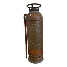 an old fashioned fire extinguisher is shown on a white background with clippings