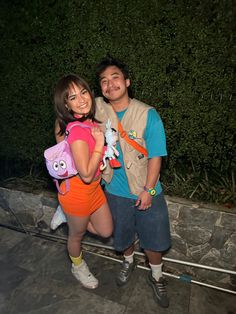 dora and diego costume Dora Custome, Twin Day Spirit Week Couples, Dora And Boots Couple Costume, Dora And Diego Couple Costume, Dora Diego Costume, Duo Halloween Costumes Black And Mexican, Cute Male Halloween Costumes, Dora And Backpack Costume, Halloween Costumes Couples Mexican