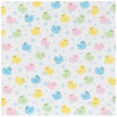 a white background with rubber ducks and bubbles on the bottom, in pastel colors