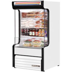 a refrigerated display case with food items in the front and on the back