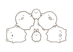 three sheep and two lambs with balloons in the shape of hearts on a white background