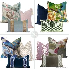 four pillows with different designs on them