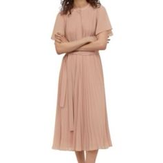 It’s New With Tags, Accordion Style Dress In Blush. Rare Design Chic H&m Dresses For Daywear, Casual Flowy Midi Dress By H&m, Flowy Casual Midi Dress By H&m, H&m Midi Dress For Spring, H&m Flowy Midi Dress, Flowy Midi Dress By H&m, Flowy Midi-length H&m Dresses, Feminine Flowy Midi Dress For Work, Flowy Short Sleeve Dresses For Work