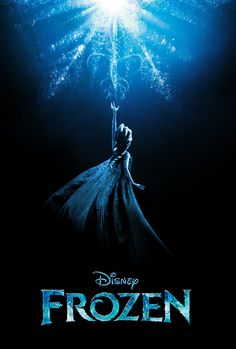 the poster for disney's frozen shows an image of a woman with her arms in the air