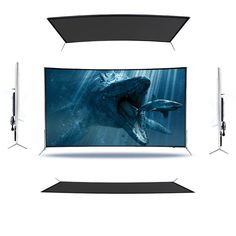 an image of a large screen with a whale on it's face and two other screens