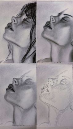 four different views of a woman's face