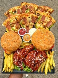 a tray filled with different types of food