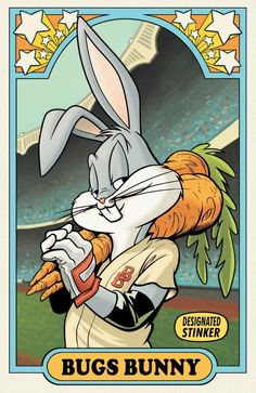 the bugs bunny baseball card has been drawn by artist and is ready to be auctioned