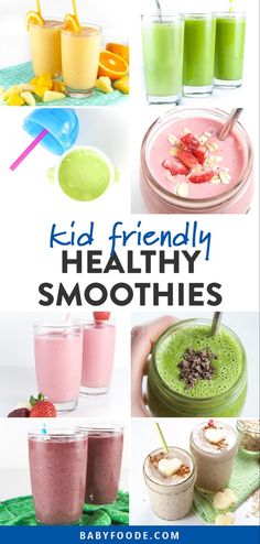 a collage of different smoothies with the words 15 kid - friendly smoothies