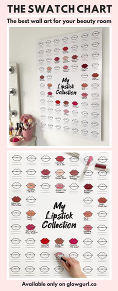 Say hello to the canvas that will help you organize your lipstick collection! #makeupvanity #makeuproomideas #walldecor #lipstick Beauty Room Wall Art, Makeup Storage Ideas, Lipstick Organizer, Fill In The Blank, Makeup Lovers