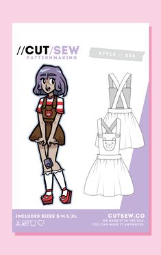 034 // BEAR PINAFORE Cosplay Sewing Patterns, Cosplay Sewing, Pinafore Pattern, Elf Cosplay, Sew Patterns, Unique Buttons, Making Clothes, Sewing Things, Kawaii Diy