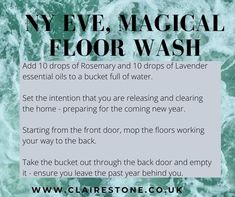 Witchy New Year Rituals, Magic Floor Wash, New Years Eve Magick, New Years Cleanse Ritual, Witchy Floor Wash, Pagan New Years Eve Traditions, New Year’s Eve Witchcraft, New Years Spells And Rituals