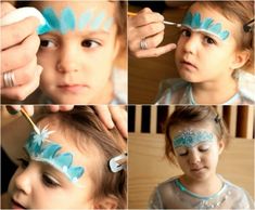 Elsa Party, Grunge Makeup Tutorial, Bodysuit Tattoos, Face Painting For Boys, Elsa Birthday Party, Diy Tattoo Permanent, Frozen Face, Girl Face Painting, Face Painting Tutorials