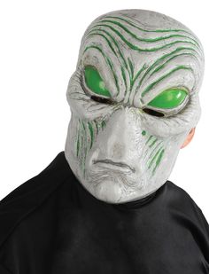 Light-Up Gray Alien Mask Scary Movie Mask, Glowing Green Eyes, Alien Mask, Gray Alien, Crazy Frog, Dark Mask, Scary Halloween Masks, Space Costumes, Alien Makeup