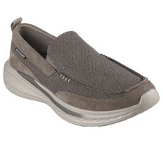 Laid-back style arrives with modern comfort in Skechers Relaxed Fit Slade - Munson. This laceless fit design features a knitted and suede upper with a charcoal infused Skechers Air-Cooled Memory Foam insole and Skechers Goga Mat Arch cushioning for added support. | Skechers Men's Relaxed Fit: Slade - Munson Sneaker | Medium Width | Skechers Air-Cooled Memory Foam cushioned comfort insole | Charcoal infused insole helps neutralize potential odor | Skechers Goga Mat Arch cushioning for added suppo Skechers Relaxed Fit, Mens Skechers, Wide Shoes, 4 Inch Heels, Laid Back Style, Brown Fashion, Mens Casual Shoes, Design Features, Memory Foam