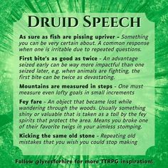 a green poster with the words druid speech