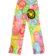 Custom Plagueround pants. One of a kind. I added the detailing on the side because the pants didn’t fit right on my hips. They are a size 29 but I would say fit 28
Paid $200 for these pants. 

#plagueround #custom #smileyface #airbrush #spraypaint Bottoms Pants, Women's Pants, Womens Bottoms, Pants For Women, Women Accessories, Outfit Accessories, Pants, Trousers