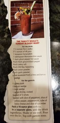 Bloodymary Cocktail Recipe Easy, Blood Mary Recipe, Blood Mary, Liquor Recipes, Cocktails To Try, Fancy Drinks, Mixed Drinks Recipes