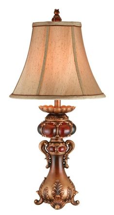 High Quality Stylish and Modern Table Lamp. This features two shades of brown and has a red marble-like stone appearance. This lamp adds a creative sensation to dark-colored furniture Includes a tan colored Shade made of fabric. Made of Polyresin. UL listed. Uses a 3-way 100-watt or smaller type A bulb- not included Add some unique style and fashion to your space with this Antique Inspired Table Lamp with Linen Lamp Shade. Transitional in style, this lamp will blend with multiple design aestheth Interior Lighting Design, Linen Lamp Shade, Interesting Lighting, Art Nouveau Lamps, Linen Lamp, Linen Lamp Shades, Victorian Lamps, Classic Table Lamp, Contemporary Glam