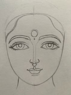 a drawing of a woman's face with eyes and nose