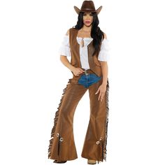 Get ready to jump on your horse and ride until you can't anymore with this amazing costume! You can transform into an authentic looking cowgirl straight out of a Wild West fantasy. This costume is perfect for bing a bank robbing outlaw or a law abiding sheriff. You'll look amazing no matter how you decide to style it! Size: large. Gender: 3550Women. Age Group: adult. Toddler Cowgirl, Cowboy Theme Party, Barbie Costume, Diy Halloween Costumes Easy, Women Costumes, Cowboy Theme, Cowgirl Costume, Cowboy Outfits, Cowgirl Outfits