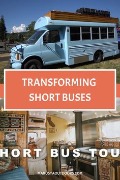 Transforming short buses into cozy homes or mobile adventures. Short Bus Conversion Ideas, Shuttle Bus Conversion, Short Bus Conversion, Tiny Homes On Wheels, Homes On Wheels, Converted School Bus, Bus Ideas, 200 Dollars