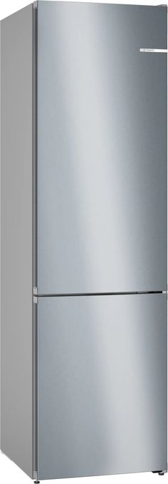 a silver refrigerator freezer sitting on top of a white wall