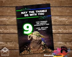 a star wars birthday card with the child yoda