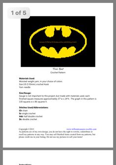 the batman symbol is shown in yellow and black, as well as an info sheet