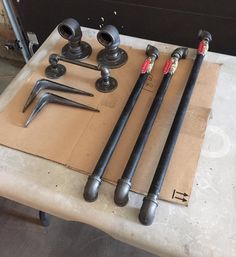 the tools are sitting on the table ready to be put into the machine and used