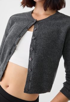 Soft-touch knit cardigan with buttons - Women's Knitwear | Stradivarius United States Cashmere Button Top For Fall, Fall Cashmere Top With Buttons, Cashmere Tops With Buttons For Fall, Winter Cashmere Top With Button Closure, Soft Knit Button-up Sweater, Casual Cashmere Outerwear With Buttons, Winter Everyday Tops With Buttons, Everyday Winter Tops With Buttons, Cashmere Cardigan With Buttons For Work