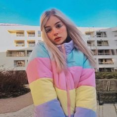 Embrace color this winter with this pastel rainbow striped zip through padded puffer jacket. 【Material: Polyester Nylon 】 【Color: Pastel 】 【One Size】 FREE SHIPPING WORLDWIDE! Parka Coat Women, Japanese Harajuku, Beaded Cardigan, Snow Outfit, Padded Coat, Parka Coat, Coat Women, Harajuku Fashion, Winter Coats Women