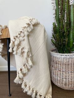 Cozy, Soft,Unbleached, Undyed 100% Cotton Throw Blanket Summer Throw Blanket, Herringbone Throw Blanket, Tassel Blankets, Turkish Textiles, Cream Throw, Handwoven Throw, Herringbone Throw, Queen Blanket, Herringbone Design