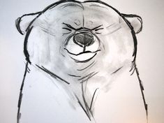 a drawing of a bear with its eyes closed