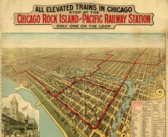 an old map of chicago shows the train tracks in chicago, and other major cities