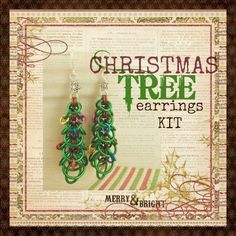 This Christmas Tree Earring Kit is perfect for Christmas and great for any day that needs a little Holiday Cheer! It features our hand crafted jump rings in just the right sizes and quantities plus tiny silver stars to perfectly top these trees! The variation on our Shaggy Pattern is particularly appropriate for beginners in Chainmaille and/or jewelry making because this goes together quickly and easily! Our non tarnishing enameled coated copper jump rings are particularly easy to work with because the ends are smooth( no burs), are consistently sized with a thin slitting saw (which only removes .008" of each ring which means the ring is essentially round) and have a good temper(there is very little spring back and little force is required to correctly close them). These measure 2 1/4 inch Christmas Tree Necklace, Oh Christmas Tree, Earring Kit, Jewerly Making, Jewelry Kits, Tree Necklace, Eye Pins, Earring Tutorial