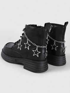 4pcs/Set Punk Dark Style Silver Chain Faux Pearl Hollow Star Pendant Shoe Boot Decorations, Stylish Accessories Gift For Friends Silver    Zinc Alloy     Shoe Accessories, size features are:Bust: ,Length: ,Sleeve Length: Boot Decorations, Shoe Chain, Star Core, Boot Chains, Steel Shoes, Pearl Shoes, Luxury Boots, Office Shoes Women, Star Boots