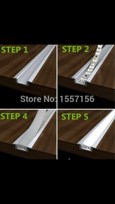 four steps showing how to install led strip lights