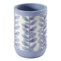 The Avanti Monterey Blue 4-Pc. Accessory Set features a raised leaf and vine design in periwinkle blue with purple highlights and a periwinkle top border and base. Made of durable, hand-painted resin. Set includes 1 each of tumbler, toothbrush holder, soap dish, lotion dispenser. Blue Tumbler, Decorative Bath Towels, Bathroom Tumbler, Purple Highlights, Painted Resin, Bath Accessories Set, Bathroom Accessory Sets, Bathroom Collections, Bath Storage