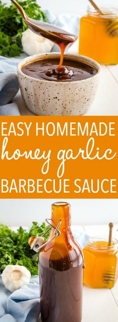 homemade honey garlic barbecue sauce in a jar