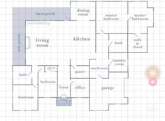 the floor plan for an apartment with two bedroom, one bathroom and three living rooms